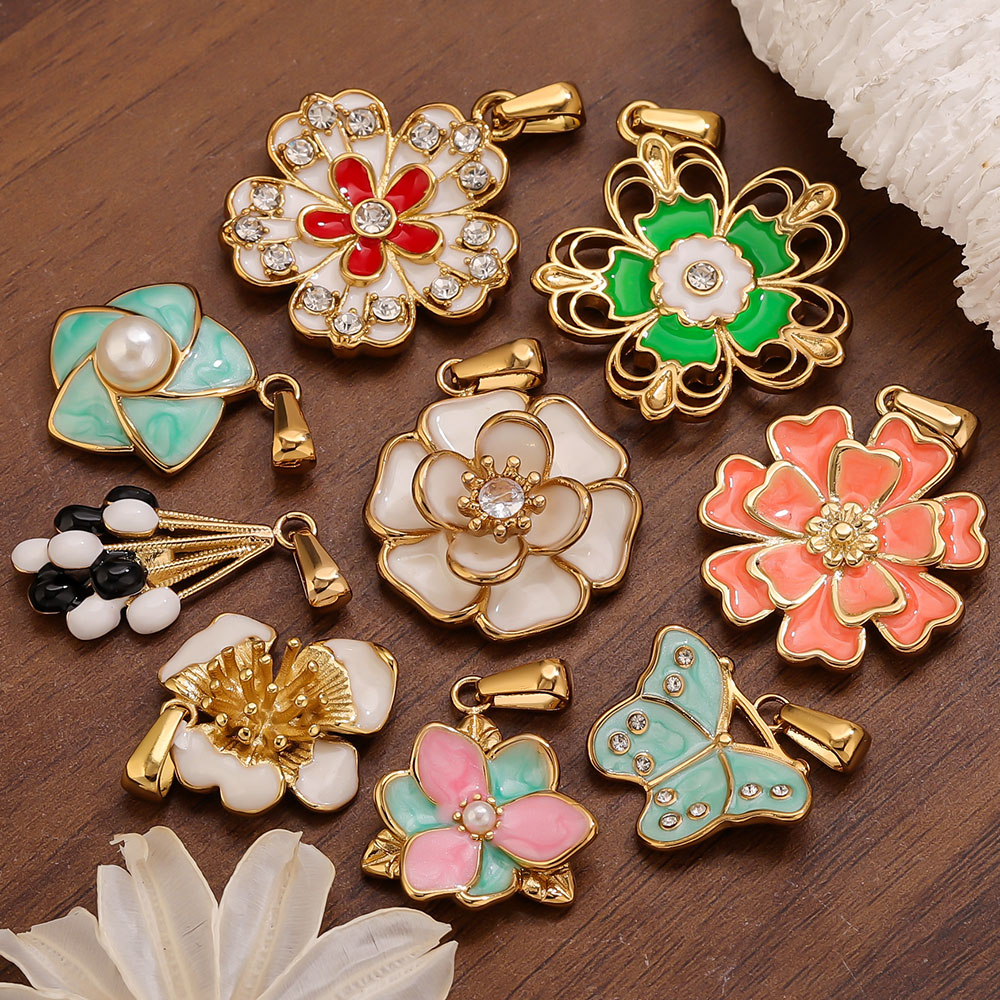 Flower Supplies - 2 Breloques Grandes Fleurs en Acier