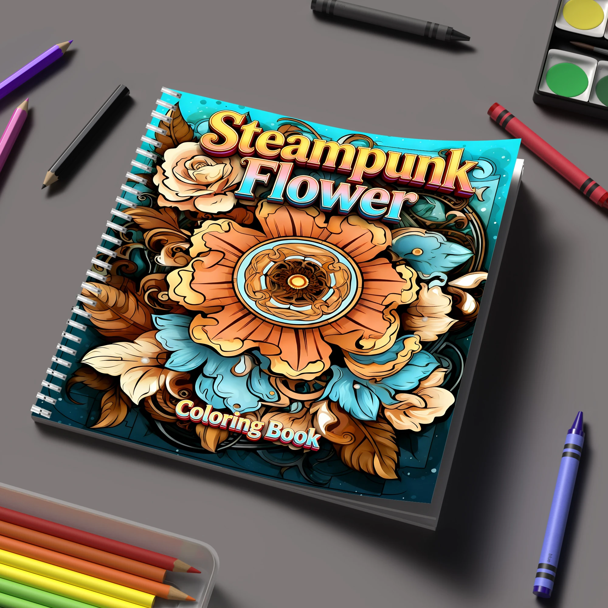 Flower Supplies - Livre de coloriage Steampunk Flowers pour