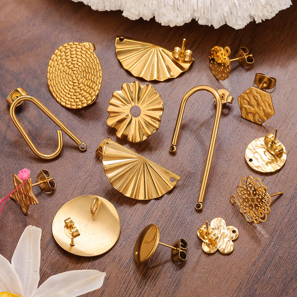Flower Supplies - Boucles d'oreilles en acier inoxydable, plaque